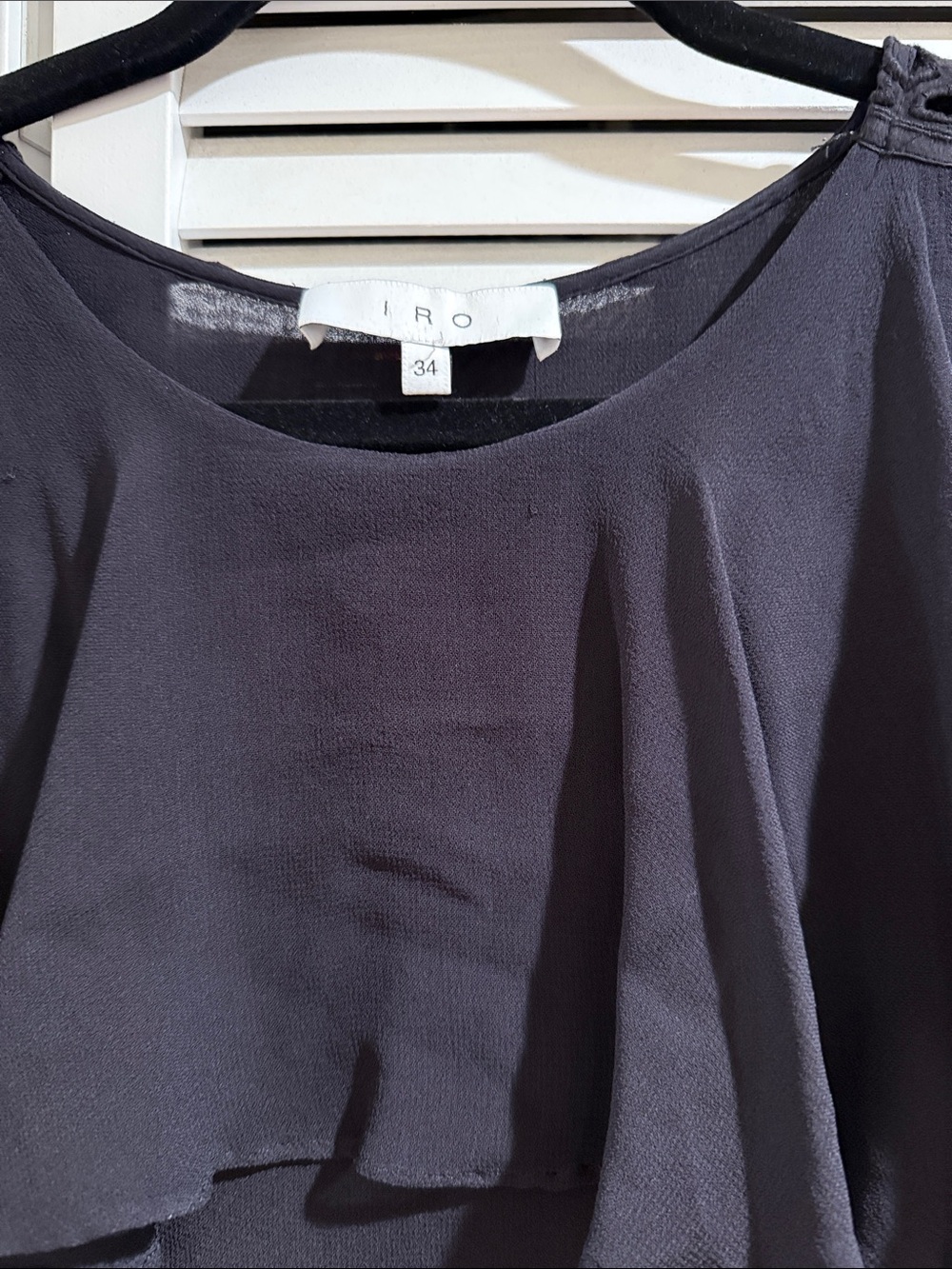 IRO Black Ruffled Overlay Blouse - Picture 3 of 4